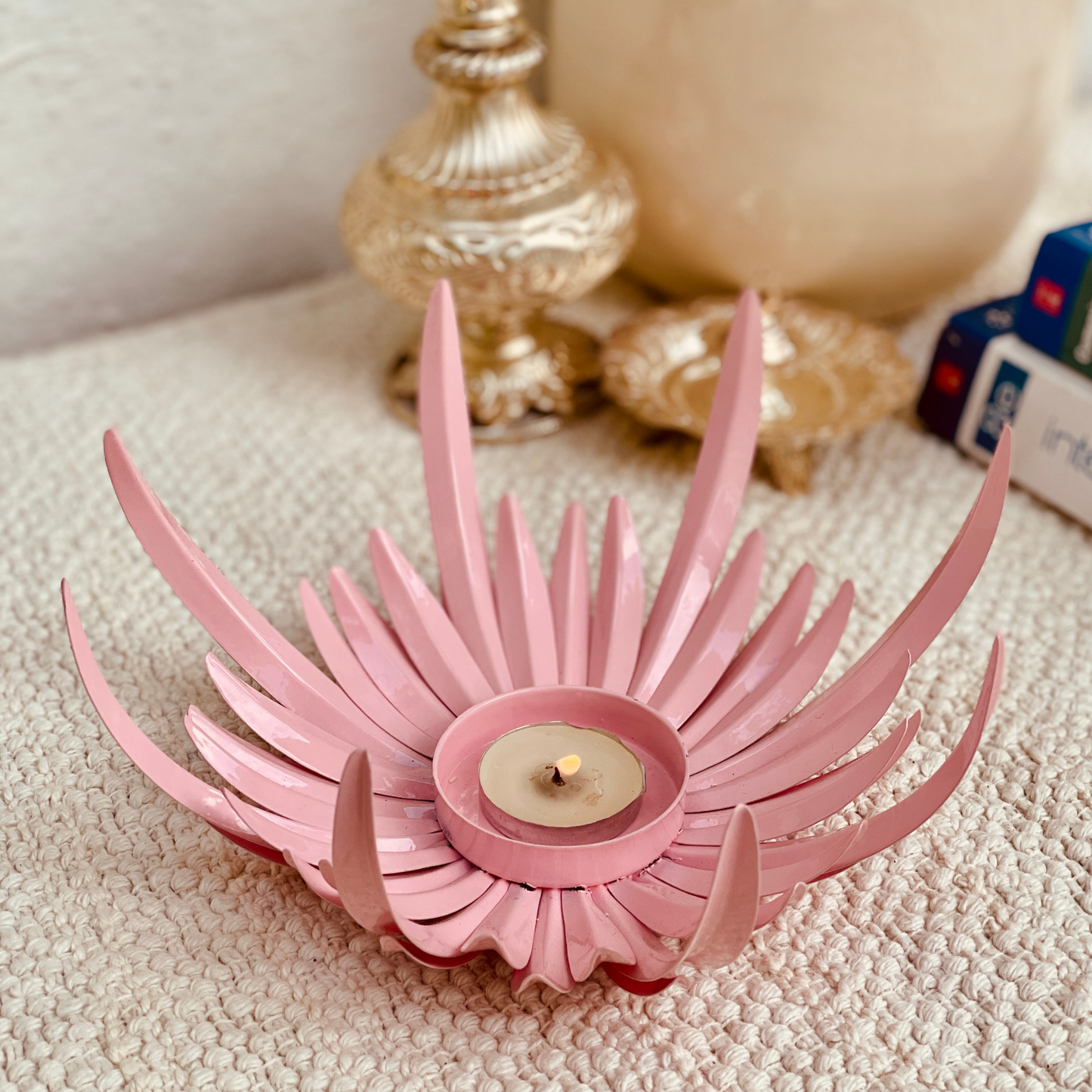 Flame Bowl Tealight Holder | Handcrafted Metal Lotus Candle Holder | Home Décor & Gifting