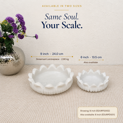 Padma Urli | Handcrafted White Marble | Decorative Bowl for Flowers & Ritual