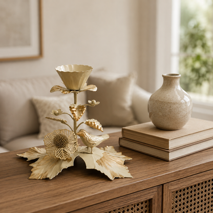 Rose Candle Stand | Hand-Forged Metal Rose Tealight Holder