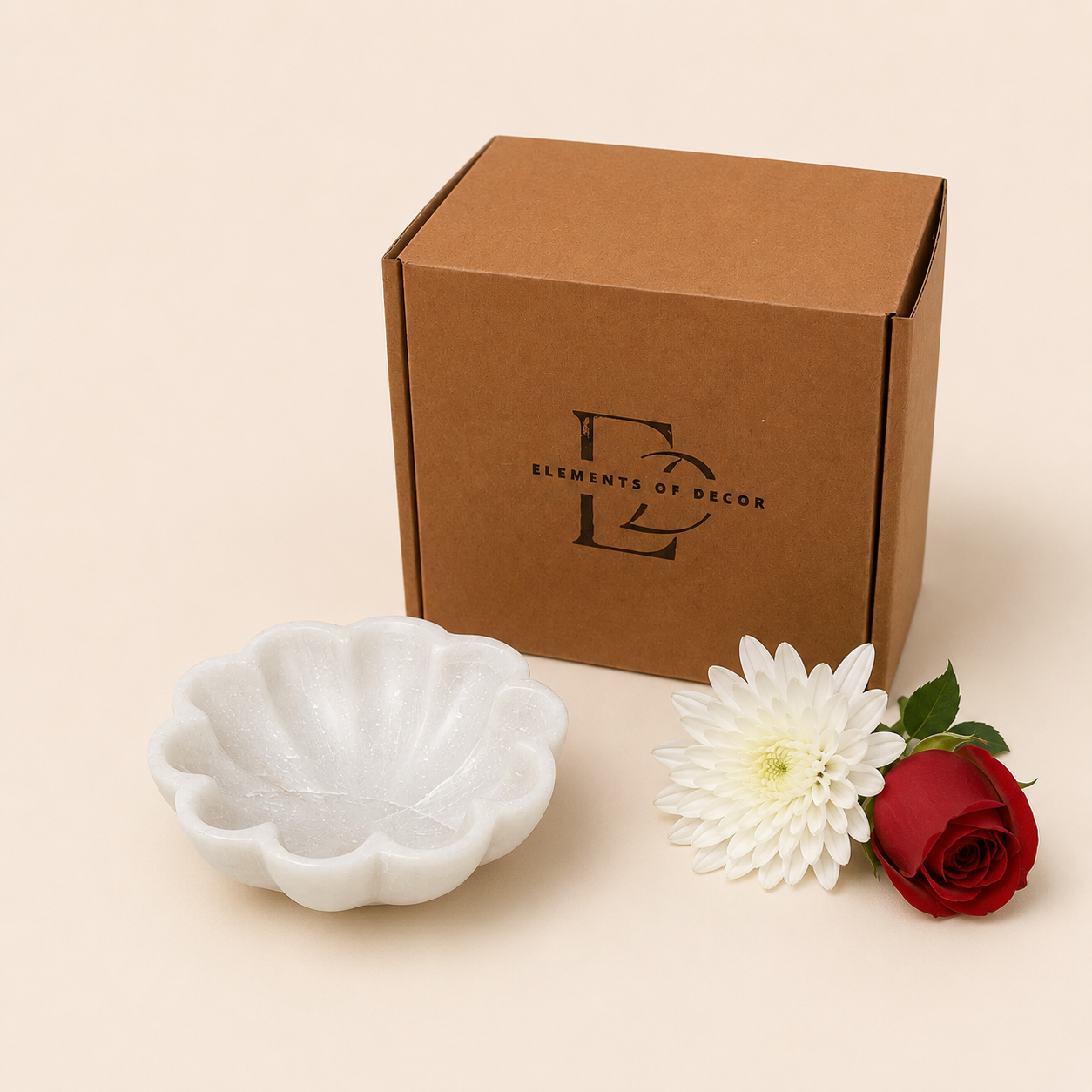 Scalloped Urli | Handcrafted White Marble | Decorative Bowl for Flowers & Ritual