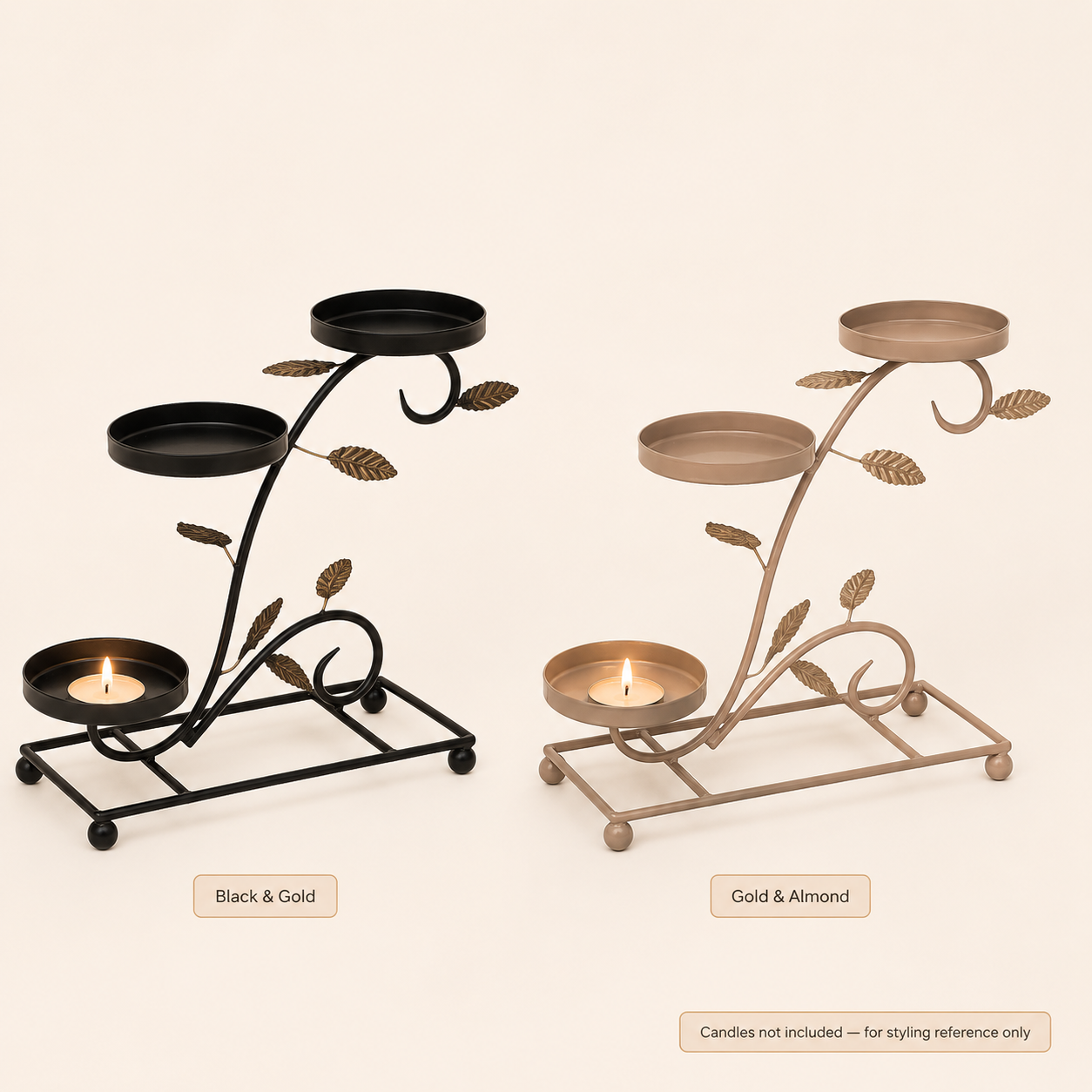3 Tier Cascading Candle Stand | Botanical Vine | Pillar, Votive & Tealight Compatible