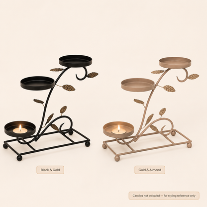 3 Tier Cascading Candle Stand | Botanical Vine | Pillar, Votive & Tealight Compatible