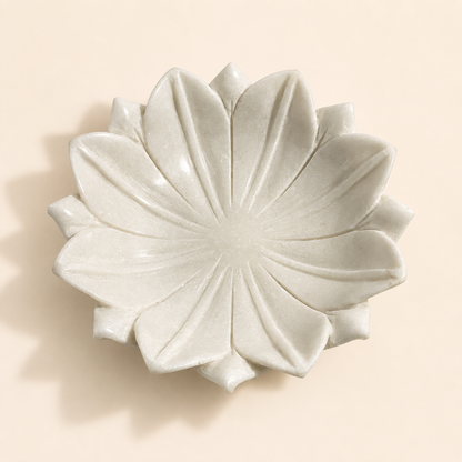 Flower Urli | Handcrafted White Marble | Decorative Bowl for Flowers & Ritual