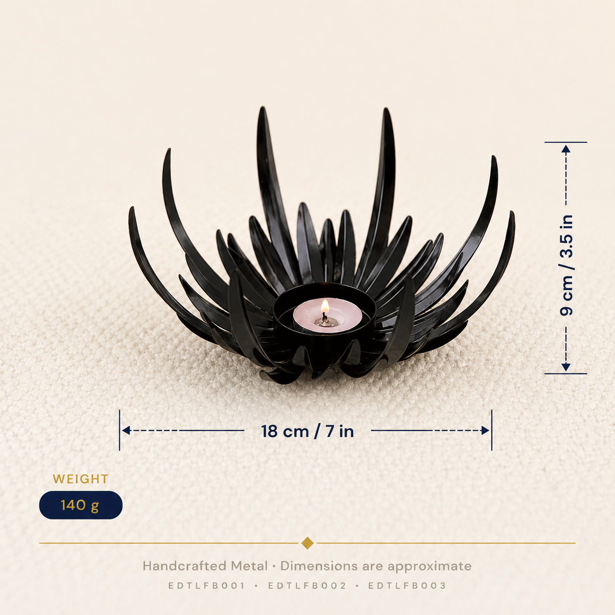 Flame Bowl Tealight Holder | Handcrafted Metal Lotus Candle Holder | Home Décor & Gifting