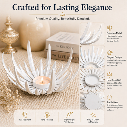 Flame Bowl Tealight Holder | Handcrafted Metal Lotus Candle Holder | Home Décor & Gifting