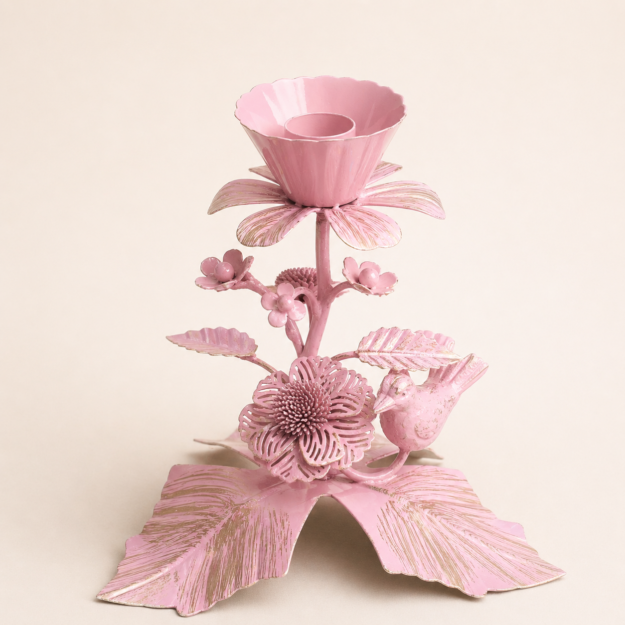 Rose Candle Stand | Hand-Forged Metal Rose Tealight Holder