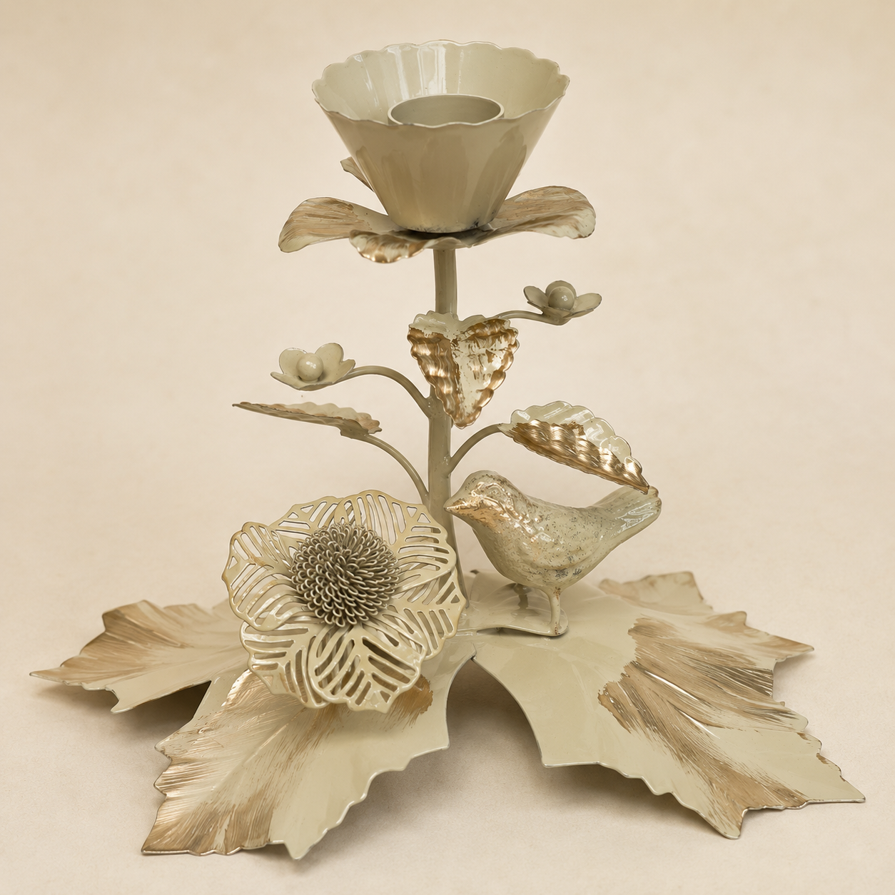 Rose Candle Stand | Hand-Forged Metal Rose Tealight Holder