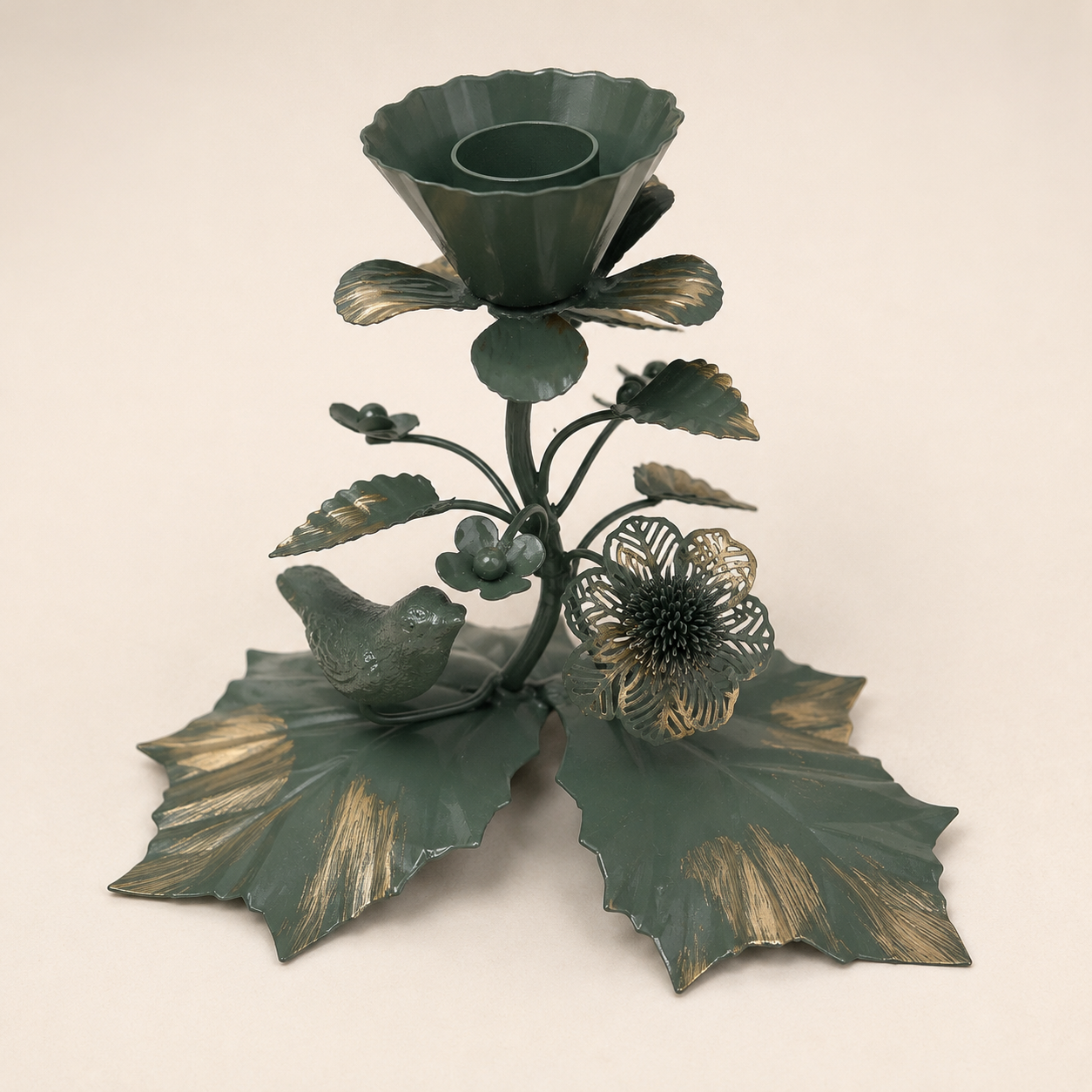 Rose Candle Stand | Hand-Forged Metal Rose Tealight Holder