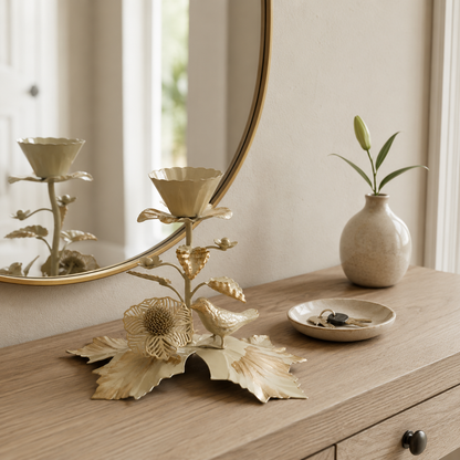 Rose Candle Stand | Hand-Forged Metal Rose Tealight Holder
