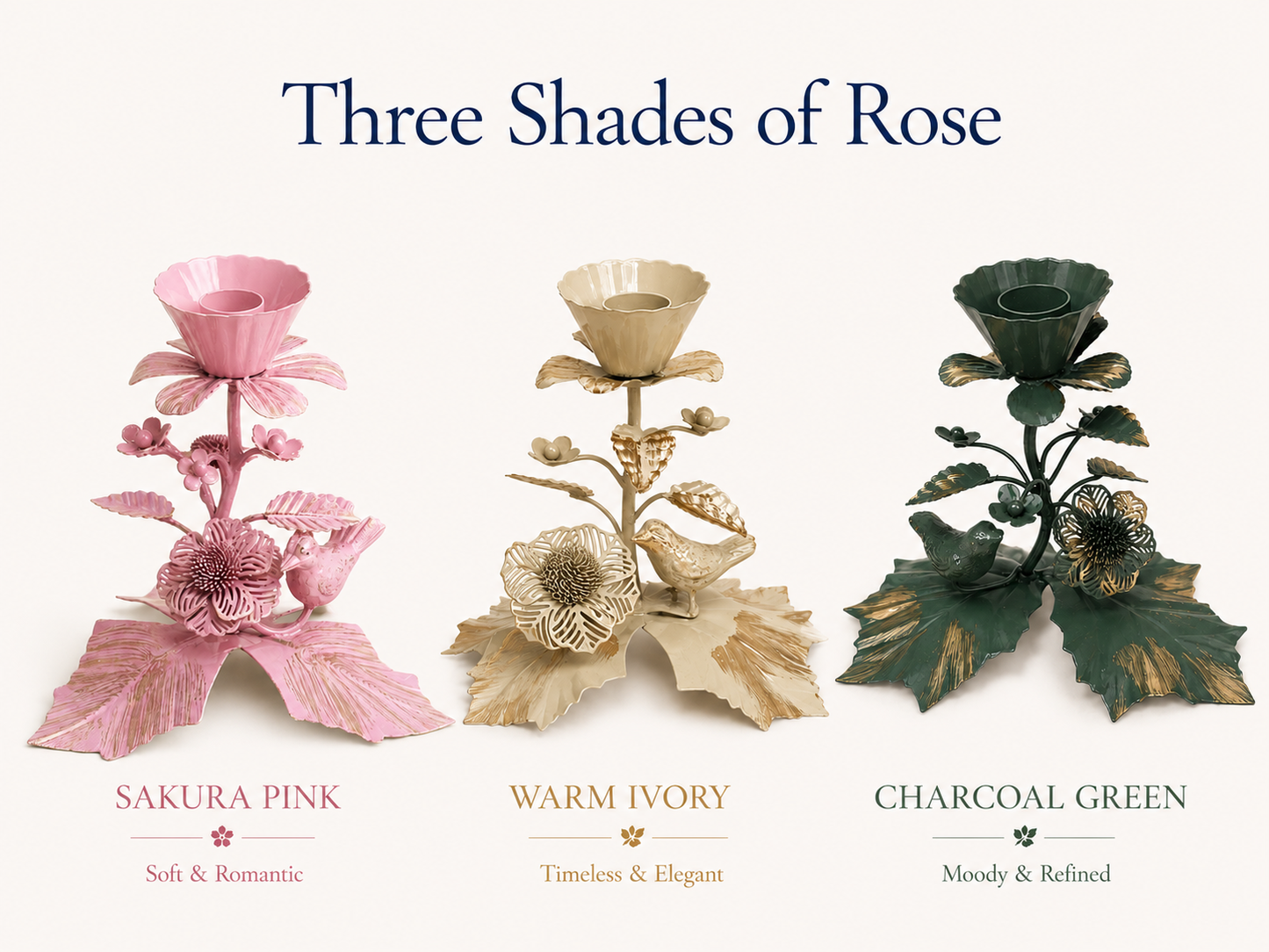 Rose Candle Stand | Hand-Forged Metal Rose Tealight Holder