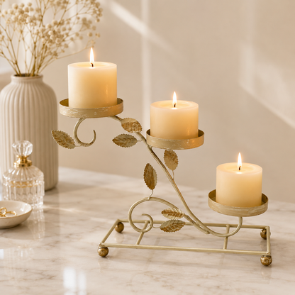 3 Tier Cascading Candle Stand | Botanical Vine | Pillar, Votive & Tealight Compatible