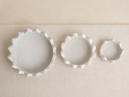 Padma Urli | Handcrafted White Marble | Decorative Bowl for Flowers & Ritual