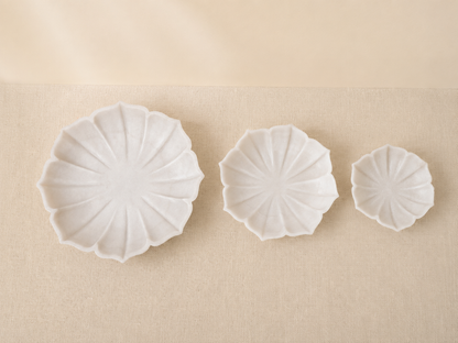 Lotus Urli | Handcrafted White Marble | Decorative Bowl for Flowers & Ritual