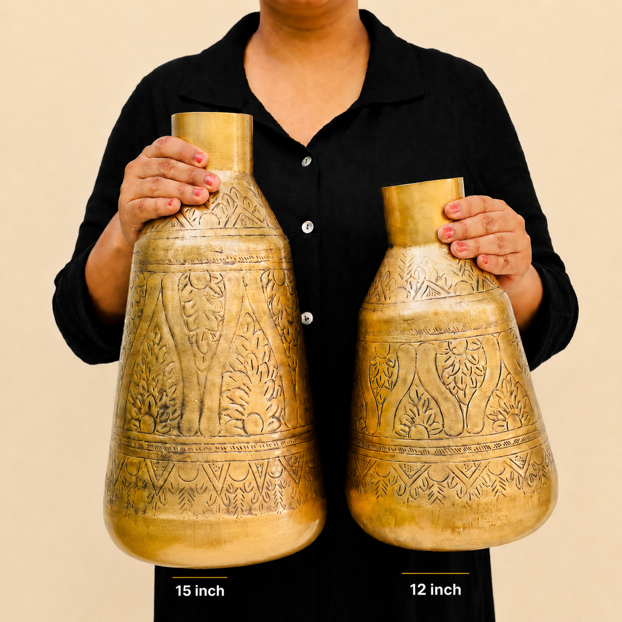 Aurum Hand-Etched Brass Vase