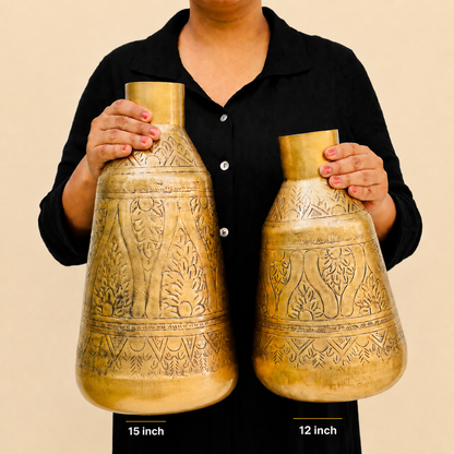 Aurum Hand-Etched Brass Vase