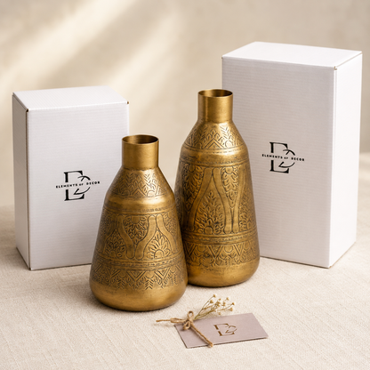 Aurum Hand-Etched Brass Vase