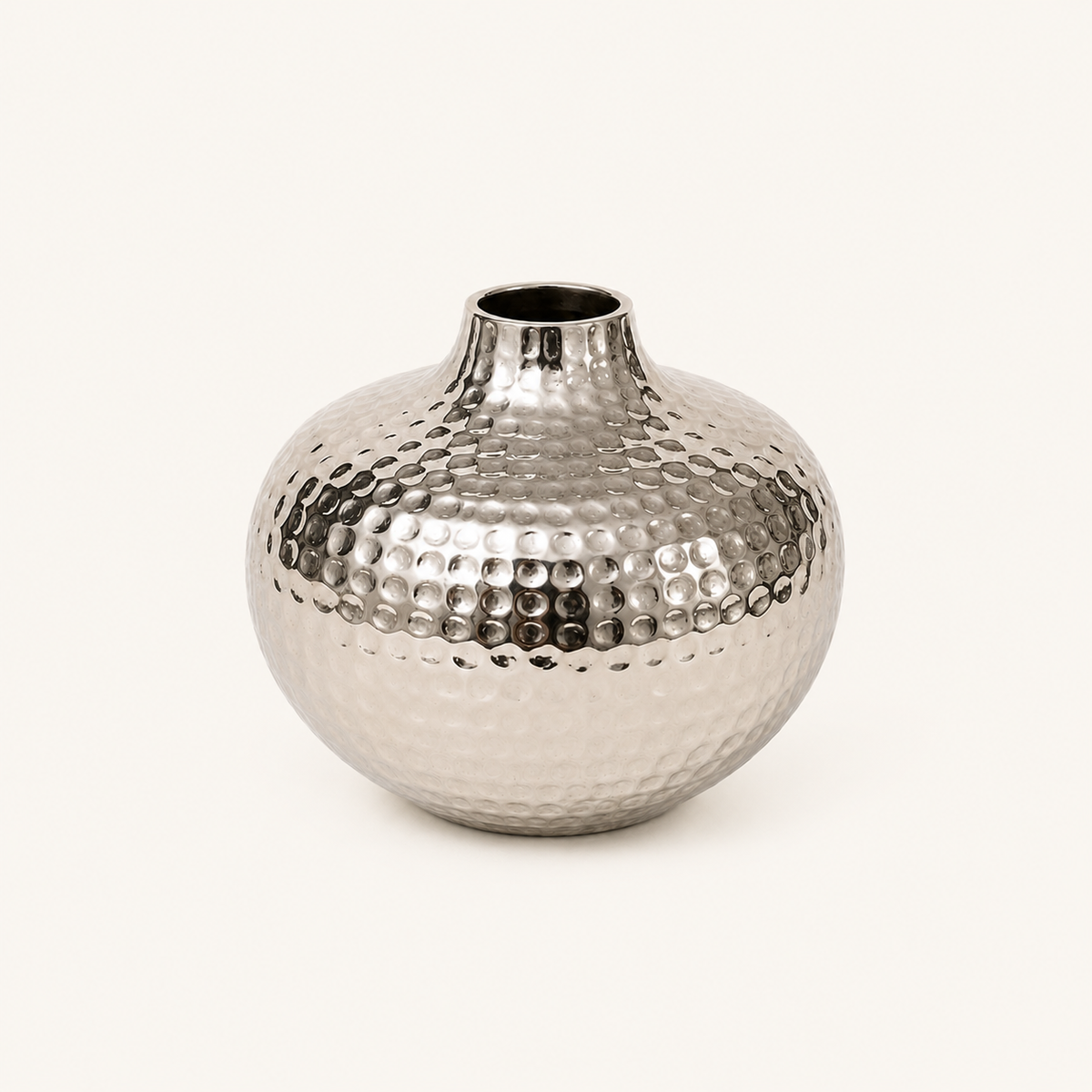 Oria Hammered Silver Finish Globe Vase
