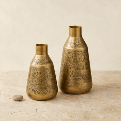 Aurum Hand-Etched Brass Vase