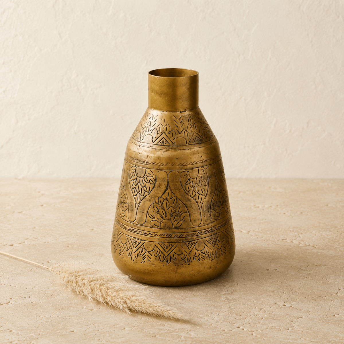 Aurum Hand-Etched Brass Vase