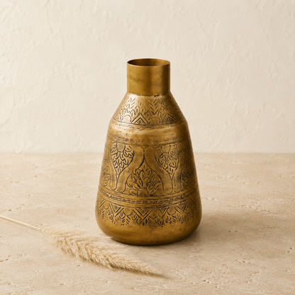 Aurum Hand-Etched Brass Vase
