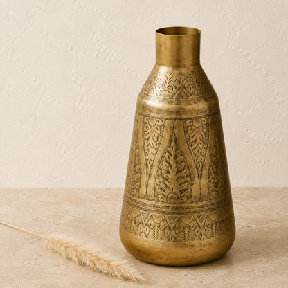 Aurum Hand-Etched Brass Vase