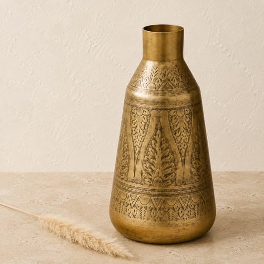 Aurum Hand-Etched Brass Vase
