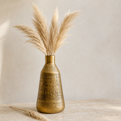 Aurum Hand-Etched Brass Vase