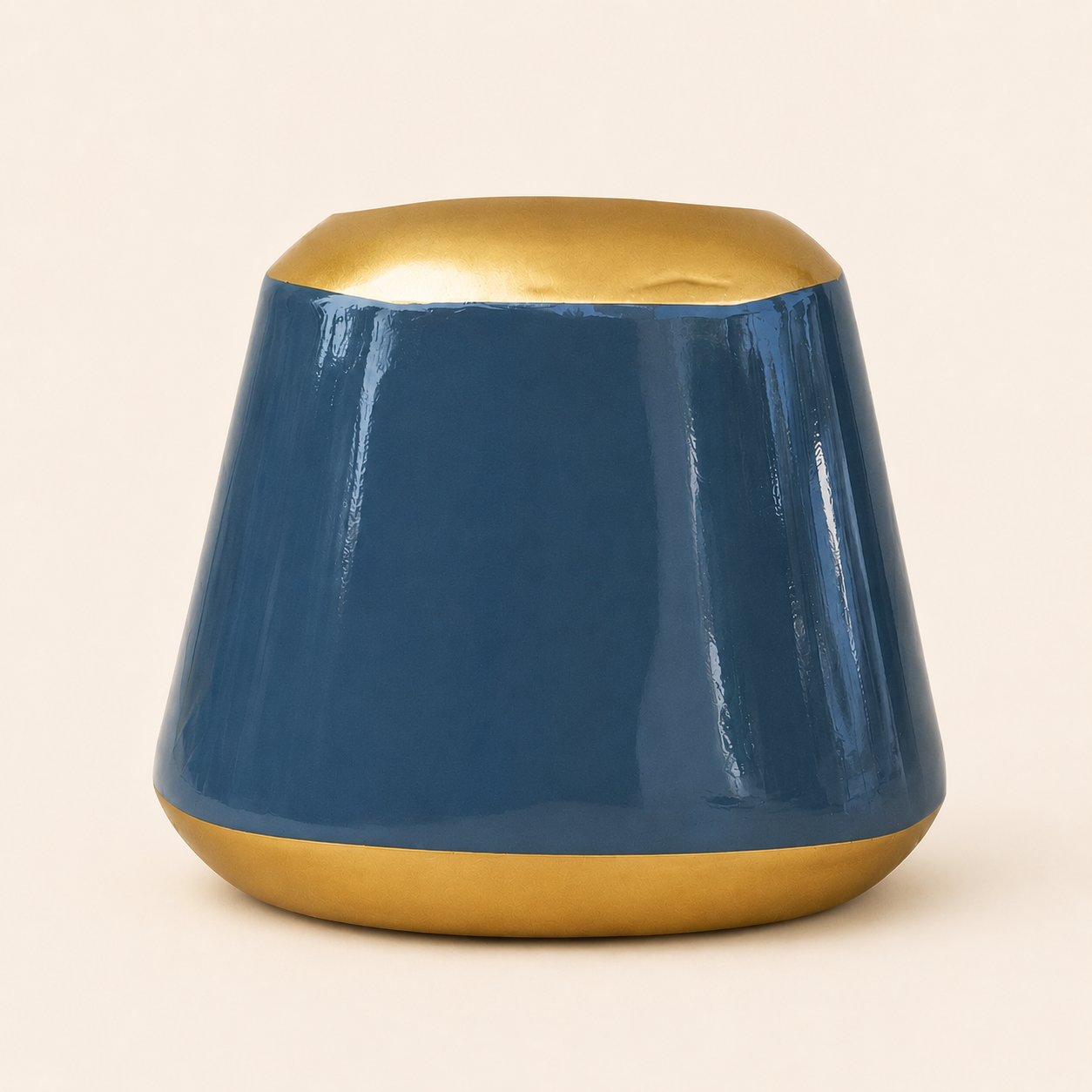 Elio Minimalist Dual Tone Decorative Vase | Steel Blue & Gold | Set of 2 Sizes