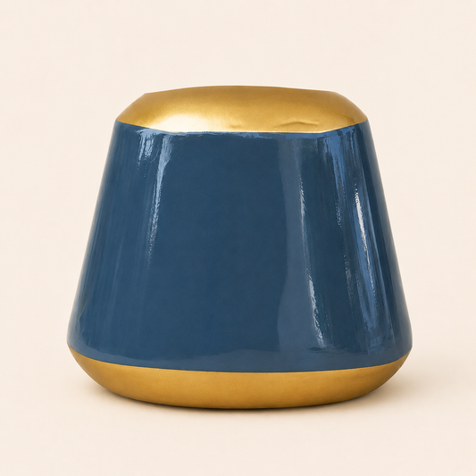 Elio Minimalist Dual Tone Decorative Vase | Steel Blue & Gold | Set of 2 Sizes