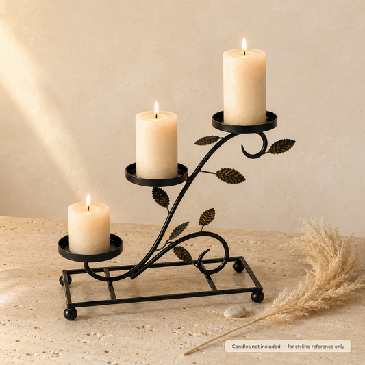 3 Tier Cascading Candle Stand | Botanical Vine | Pillar, Votive & Tealight Compatible