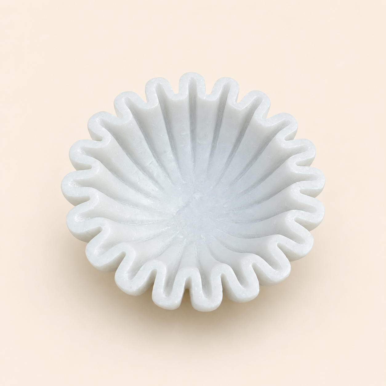 Ruffle Urli | Handcrafted White Marble | Decorative Bowl for Flowers & Ritual