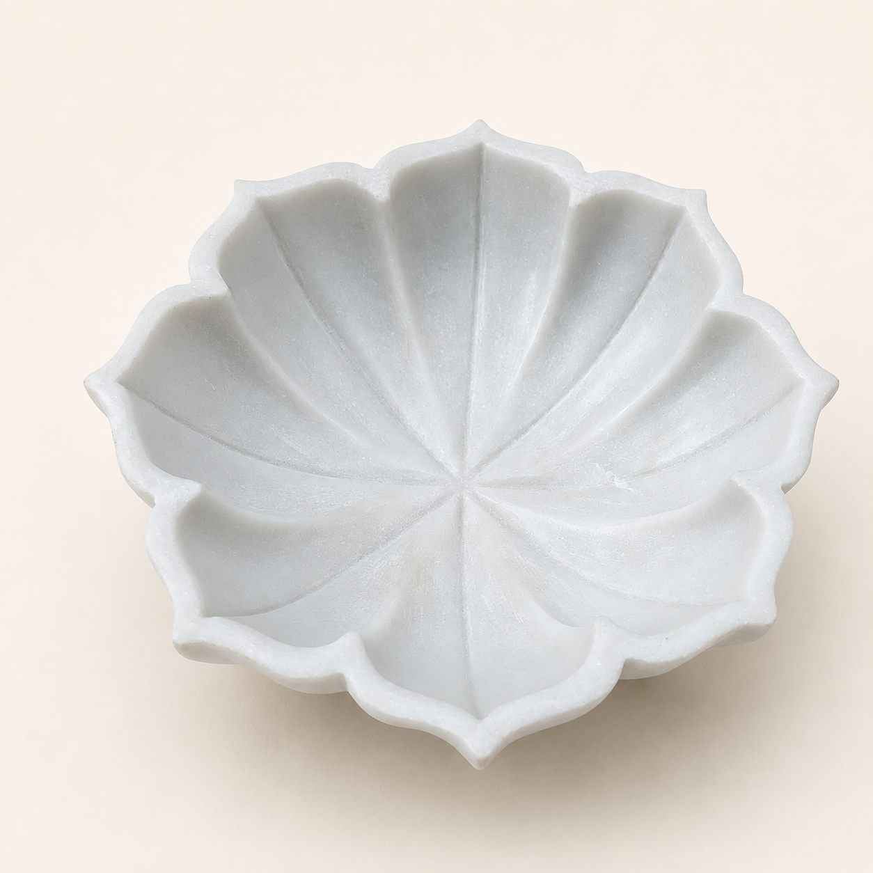 Ruffle Urli | Handcrafted White Marble | Decorative Bowl for Flowers & Ritual