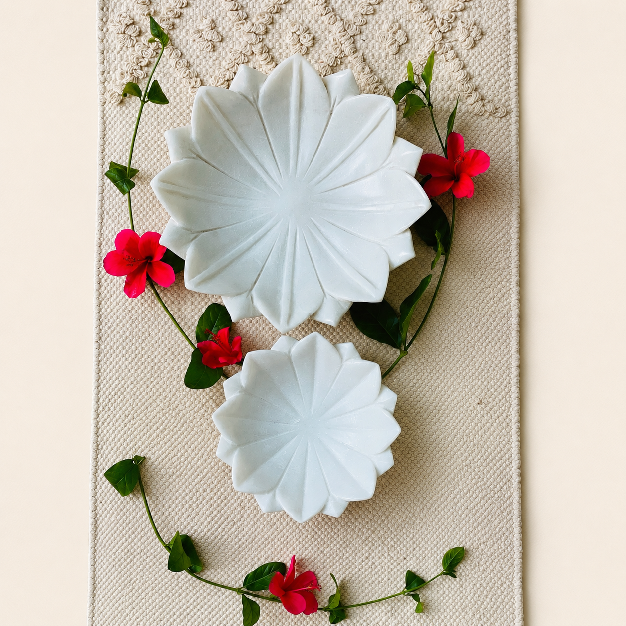 Flower Urli | Handcrafted White Marble | Decorative Bowl for Flowers & Ritual