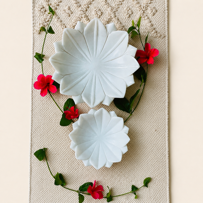 Flower Urli | Handcrafted White Marble | Decorative Bowl for Flowers & Ritual