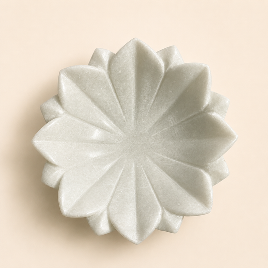Flower Urli | Handcrafted White Marble | Decorative Bowl for Flowers & Ritual