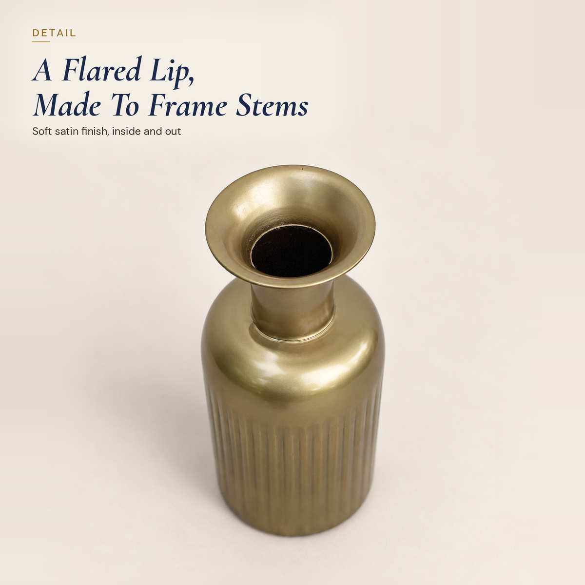 Alba Fluted Gold-Finish Vase · 11 Inch