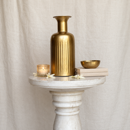 Alba Fluted Gold-Finish Vase · 11 Inch