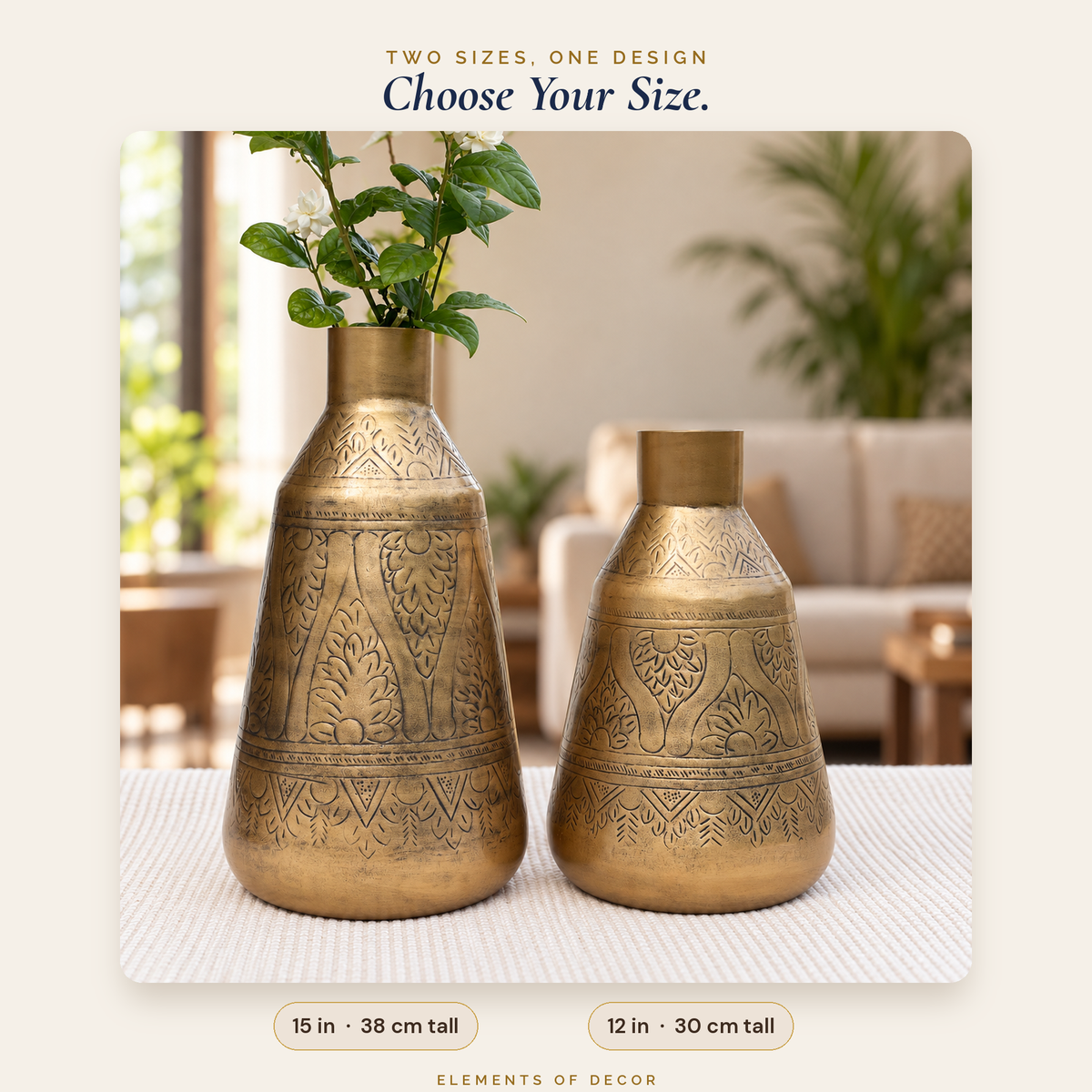 Aurum vase in two sizes, 15 inch 38 cm and 12 inch 30 cm