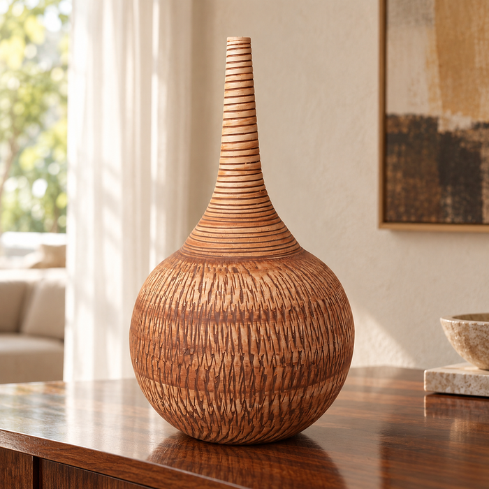 Imber Long-Neck Vase · Earthy Brown