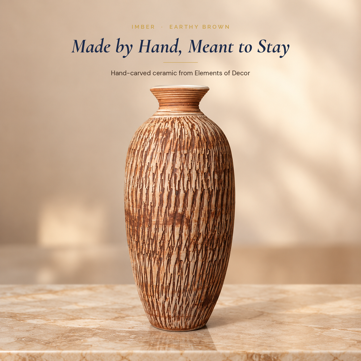 Imber Tall vase in Earthy Brown, made by hand, meant to stay